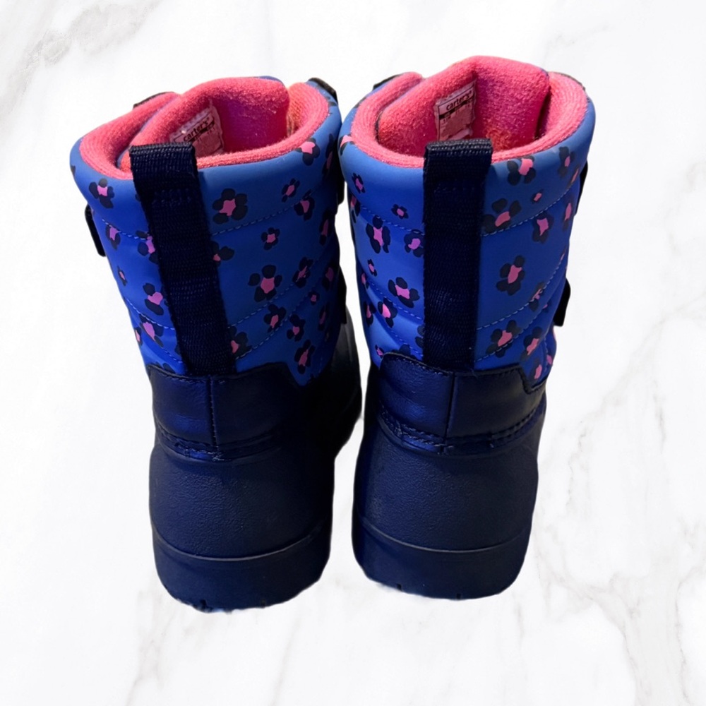 Girl’s Carter’s Pink & Blue Leopard‎ Deltha Velcro Snow Boots, Size 13 - Picture 4 of 8